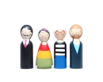 Wooden Peg Dolls // The Modern Artists // Famous Painters Peg Dolls // Frida Doll
