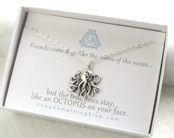 Best Friend Gift • Octopus Necklace • Best Friend Necklace • BFF Gift • Octopus Charm • Sterling • Steampunk • Funny • Humorous
