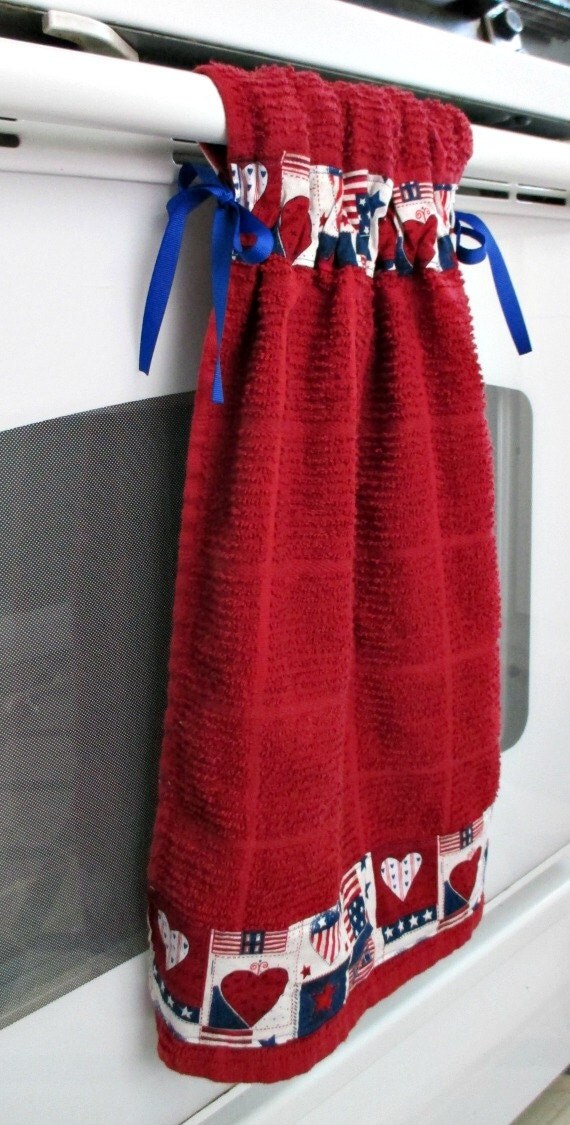Tie Top TowelsRed Kitchen Cotton Towel accented with