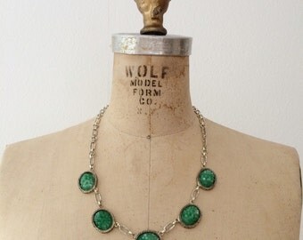 vintage glass necklace / Art Deco pressed glass necklace / Dahlia Bouquet necklace