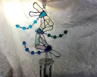 Dragonfly Wind chime in Stained Glass