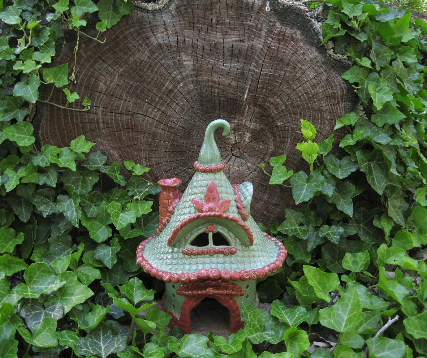 Hand Built Ceramic Toad House  Fairy Tale Art Fairy Garden