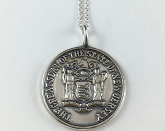 New Jersey Necklace, New Jersey Spoon, Spoon Jewelry, New Jersey Jewelry, New Jersey charm, Vintage New Jersey, New Jersey gift