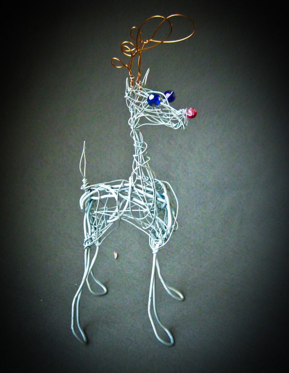 Christmas Reindeer Decoration Wire Ornament by WireArtInk