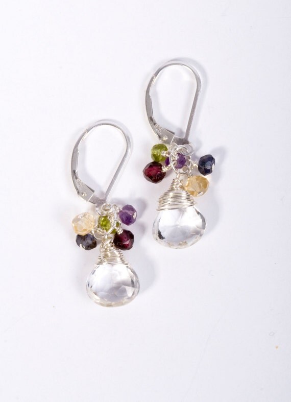 SALE Gemstone Earrings Multi Gemstone Earrings Multi Stone