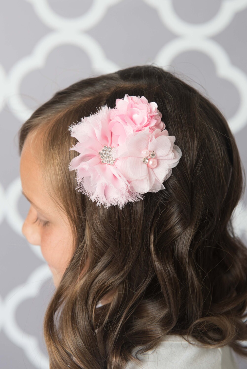 Light pink flower clip pink hair accessories flower girl