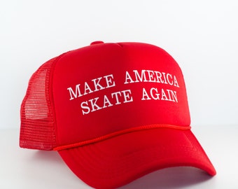 Roller Derby Make America Skate Again Hat || Red Donald Trump Parody Trucker Hat || Roller Derby Clothing || Skate Hat