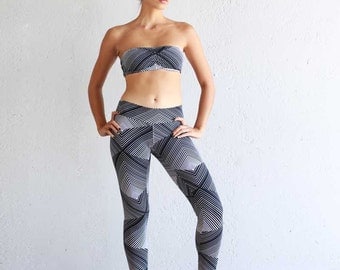 Organic Cotton Leggings - Printed Leggings - Yoga Pants - Patterned Leggings - Best Leggings - Black and White Leggings