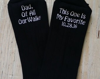 EXTENDED LENGTH CUSTOM Embroidered Father of the Bride Socks Gift Wrapping Include personalized father's gift,wedding gift,bridal shower