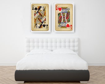 Unique Wedding Gift, Bedroom Walls 2 Big Posters King and Queen Playing Cards Prints, Bedroom Decor, Fits to IKEA's frames