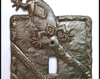 Metal Light Switchplate Cover - Gecko Design - Metal Switch Plate - 1 hole Switch Cover - Light Switch - Haitian Steel Drum Art - SP-118-1