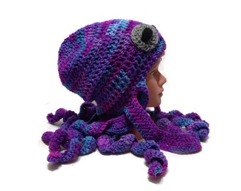 Purple Octopus Hat, Octopus Costume, Octopus Beanie, Octopus Novelty Hat, Octopus Cosplay, Octopus Beanie, Octopus Hat, Sea Creature Hat