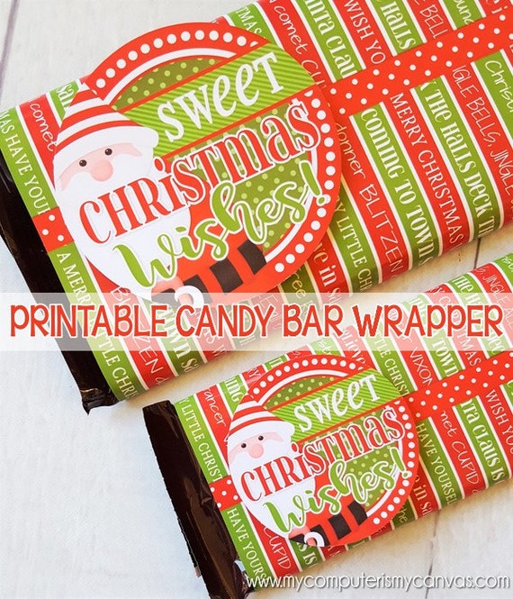 CHRISTMAS Candy Bar Wrapper SANTA Gift Tag Merry Christmas