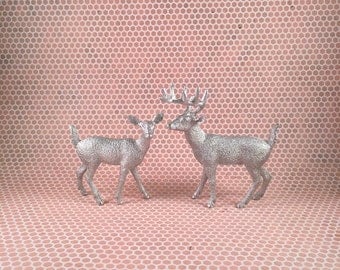 Silver Deer Cake Topper Figurines