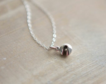 Tiny Fortune Cookie Necklace - Sterling Silver - Layering Necklace - Good Fortune - Good Luck Charm