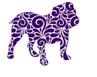 Swirl Bulldog Georgia SVG, DXF, PDF, or Silhouette Studio File Instant Download
