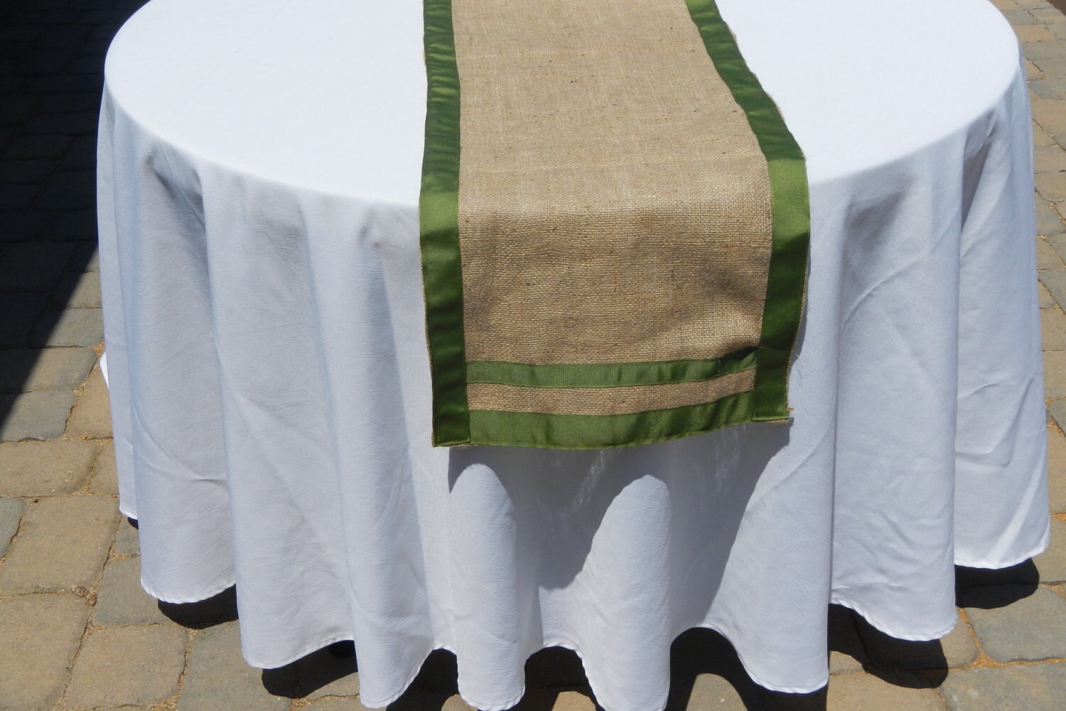 Burlap Table Runner with Ribbon Trim Wedding Shower Party