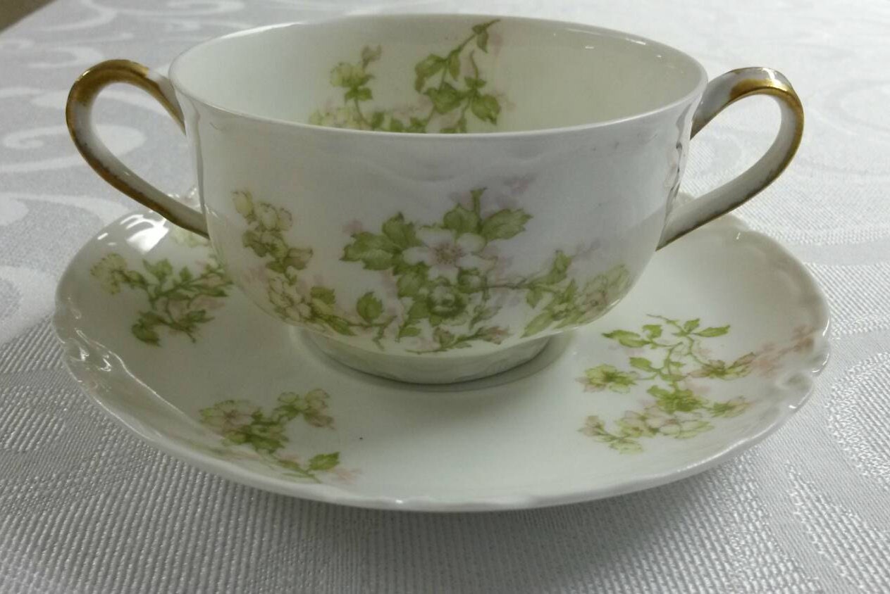 Limoges Tea Cup and Saucer Bouillon Set by Haviland called