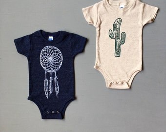 Desert Baby Gift Set, Cactus Onesie, Dreamcatcher Onesie, Baby Gift, 3-6, 6-12 months