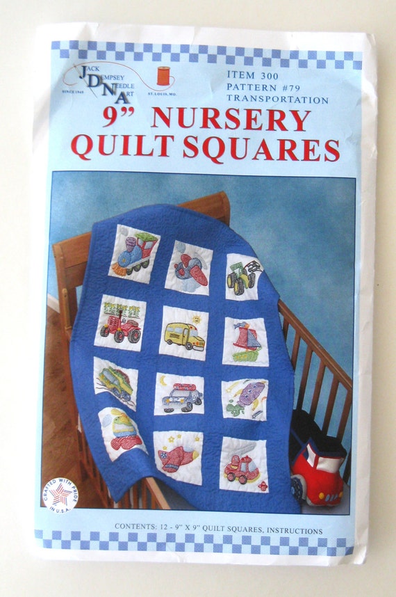 batting assembling quilt Stamped Nursery Blocks Baby Quilt Kit Transportation Embroidery for