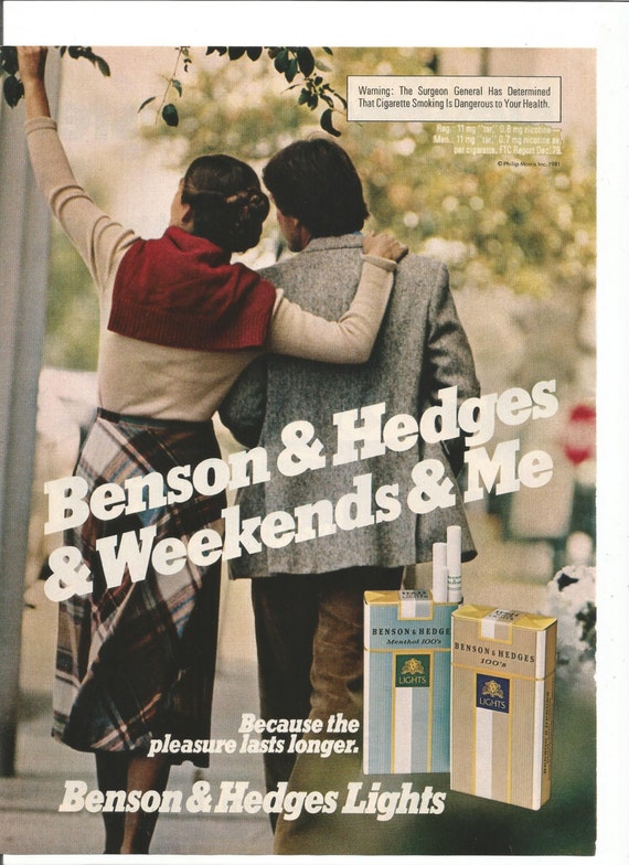 1981 Advertisement Benson & Hedges 100s 80s Smoking Tobacciana