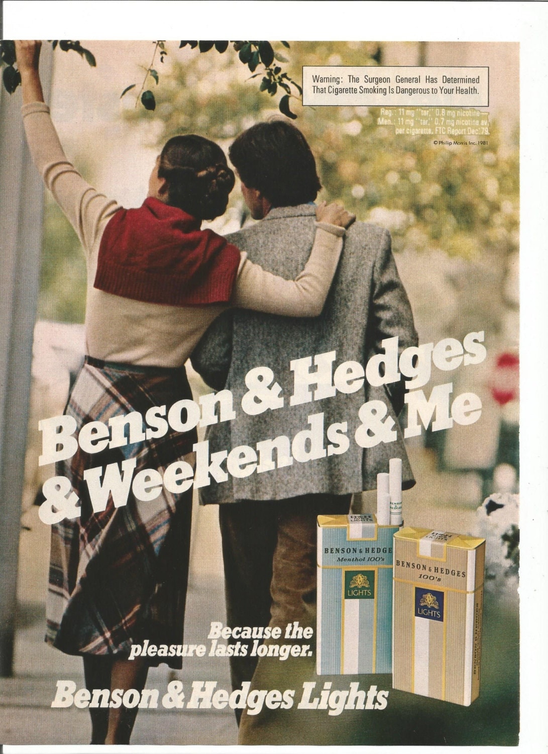 1981 Advertisement Benson & Hedges 100s 80s Smoking Tobacciana