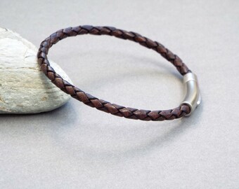 Mens Leather Bracelet, Braided Bracelet, Boyfriend Gift, Men's Leather Jewelry, Jewelry for Him