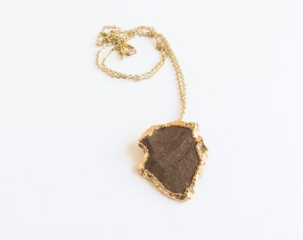 Gold Dipped Arrowhead Vintage Necklace / Actual Arrow head