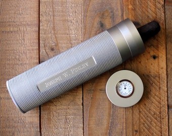 Sterling Gun Satin Travel Cigar Case and Humidor - Personalized Groomsmen Gift for Men, Birthday Gift, For Him