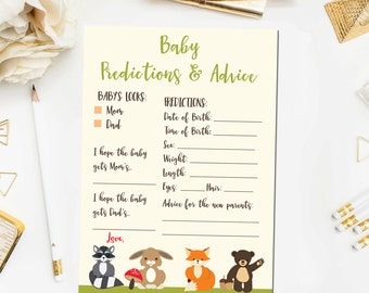 Woodland Baby Predictions and Advice, Rustic Baby Shower Games, Woodland Baby Shower Games Printable Instant Download BB4