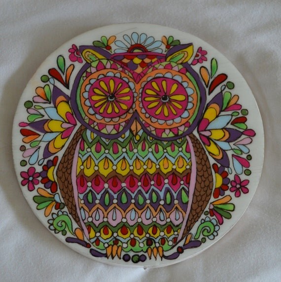 Mandala de buho colgante de pared / Mandala por GardensideCeramics