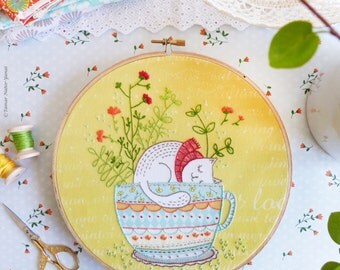 Hand embroidery kit, DIY gift, Embroidery Kit - Sweet Dreams - Christmas gift idea, Modern hand embroidery, Craft kit, Embroidery hoop art