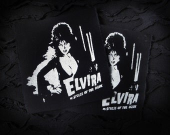 Elvira Goth Punk Horror Patch - Black, White
