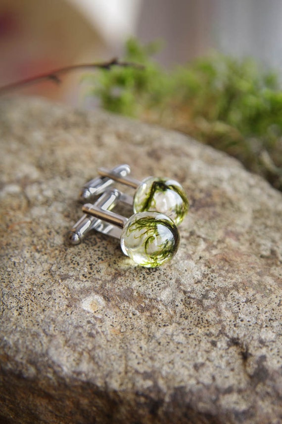 Items similar to Moss cufflinks enchanted forest wedding idea