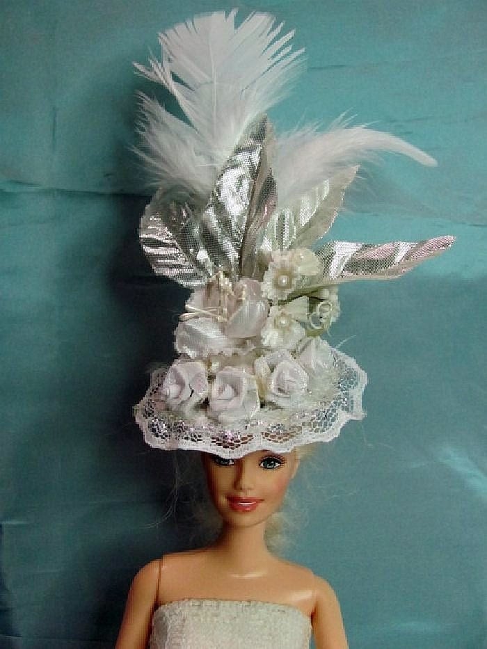 Small hat Barbie fashion doll hat facinator cocktail by AnnDanCes