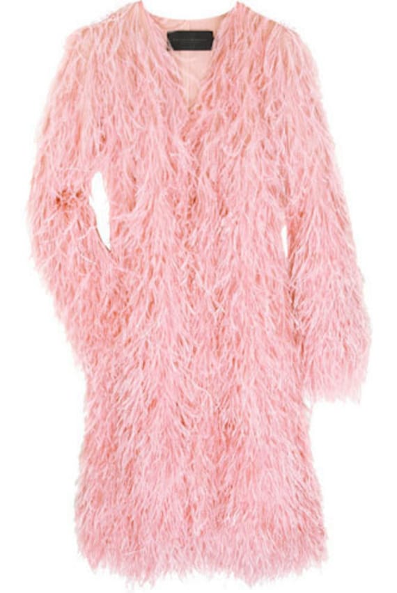 Pink Feather Coat Fully lined Donna Karen by kimmarshallcouture