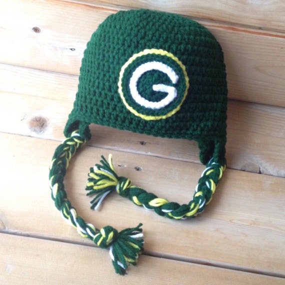 Crochet Hat Green Bay Packer Baby Inspired Crochet Ear Flap
