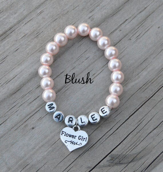 Personalized Flower Girl Bracelet Wedding Jewelry by HoJoJewelry