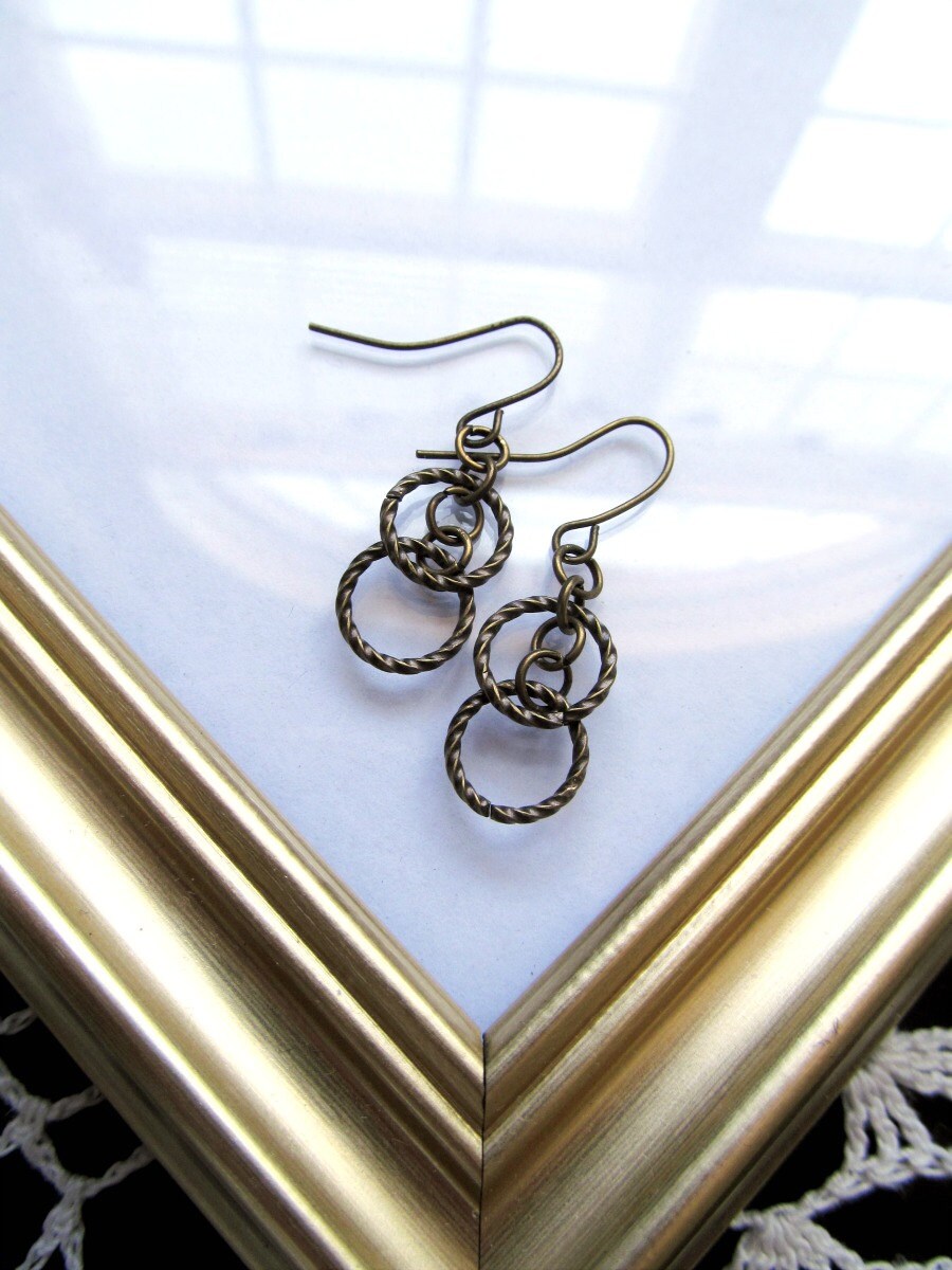 Bronze Hoop Earrings Dainty Minimalist Bronze Dangle