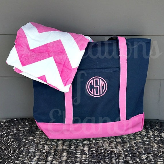 Monogrammed Beach Towel and Tote Bag by creationsforeleanor