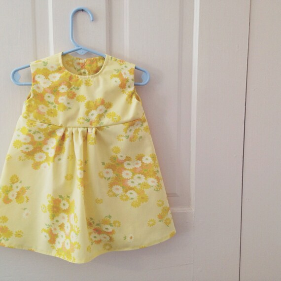 SALE Vintage Inspired Handmade Yellow Infant/Baby Dress 12-18