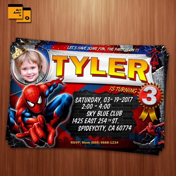 Spiderman invitation spiderman birthday invitation superhero