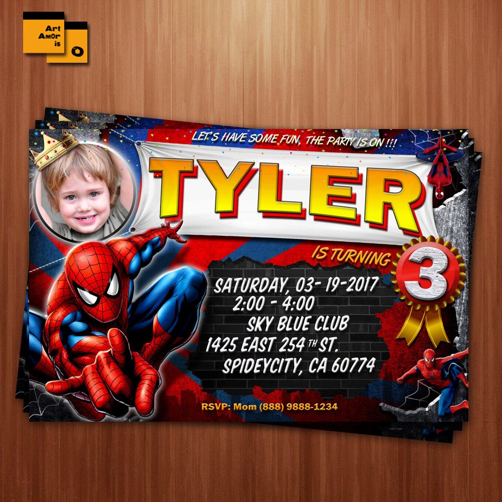 Spiderman invitation spiderman birthday invitation superhero