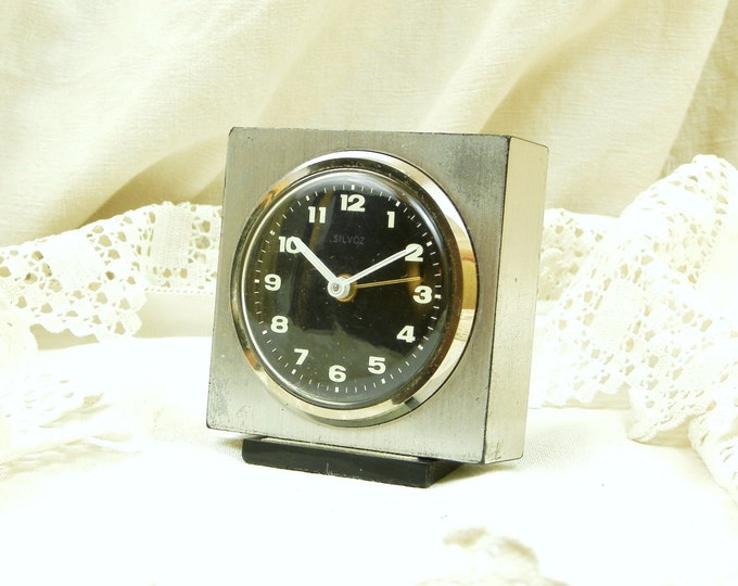 Working Vintage Midcentury German Mechanical Silvoz Alarm Clock / Europeen Mid Century Decor / Retro Home Interior / Bedroom / Timepieace