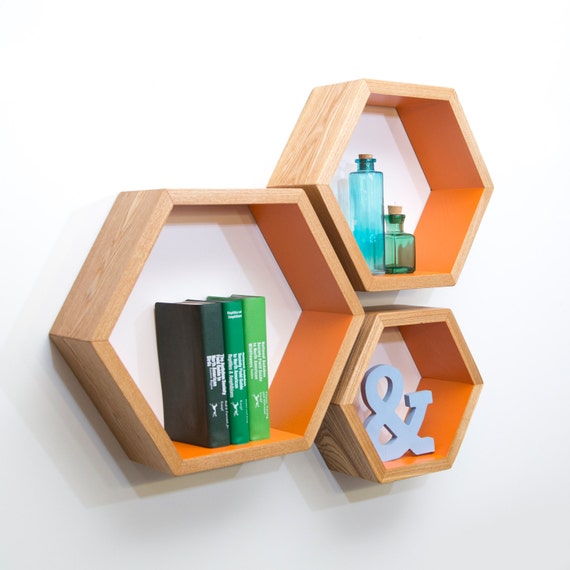 Nesting Shelves Modular Hexagon Wall by HaaseHandcraft