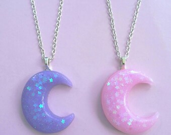 Kawaii Moon Necklaces- -Kawaii- Gothic- Pastel Goth- Gothic Lolita- Sweet Lolita-JFashion- Harajuku- Fairy Kei- Creepy Cute