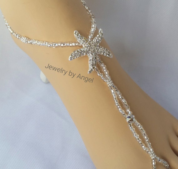 Crystal Rhinestone Starfish Foot Jewelry Wedding by JewelryByAngel