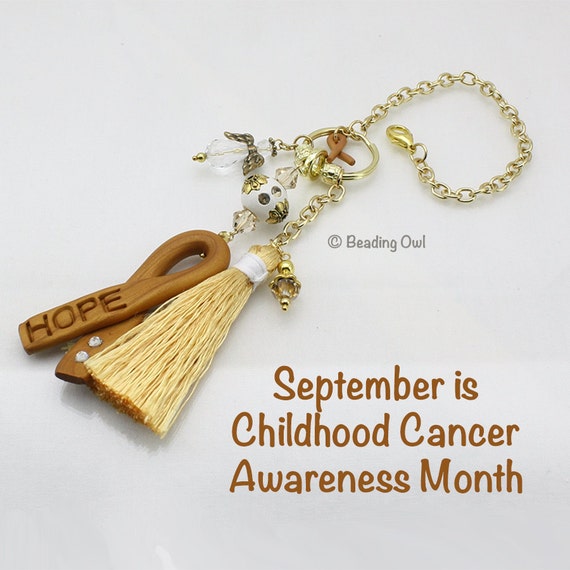 Gold Childhood Cancer Awareness Rear View Mirror Charm