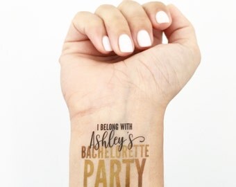 15 Custom Bachelorette Party Temporary Tattoos- Glam Gold