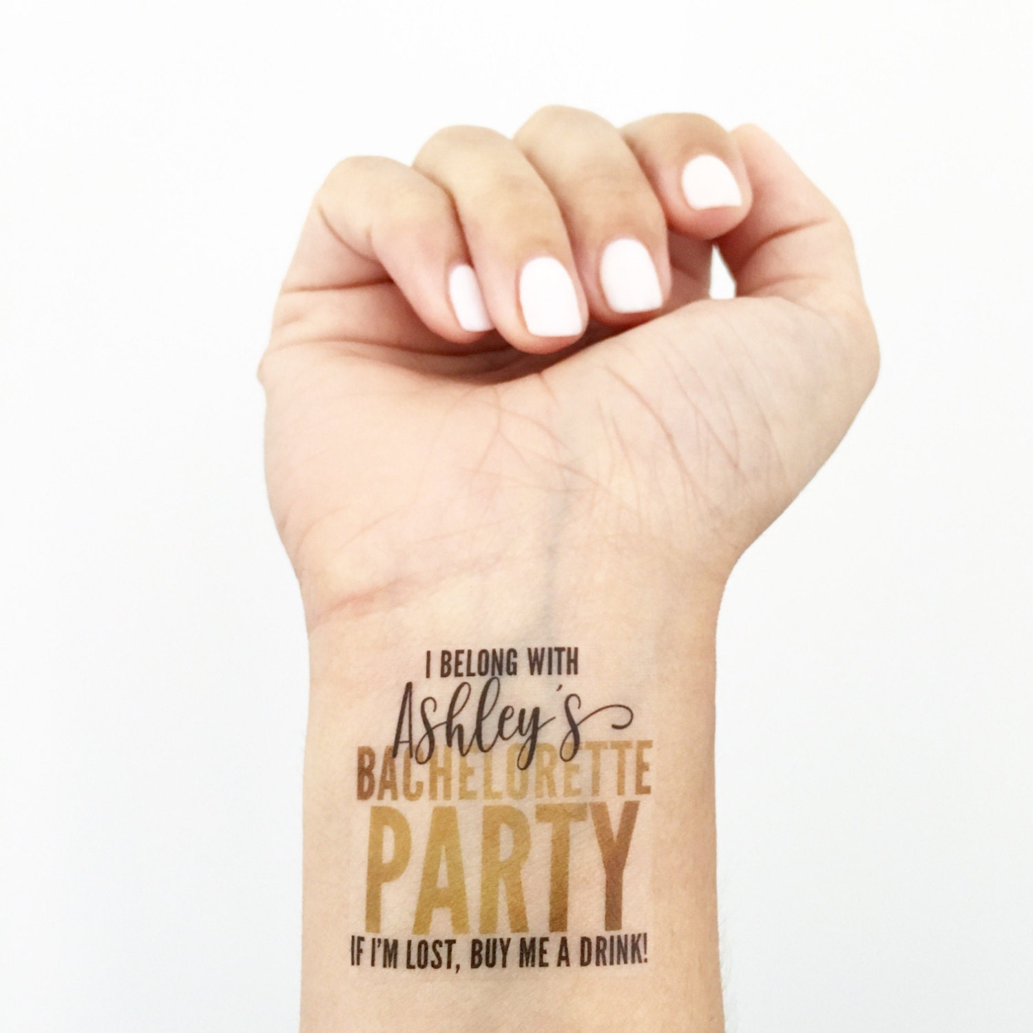 15 Custom Bachelorette Party Temporary Tattoos- Glam Gold